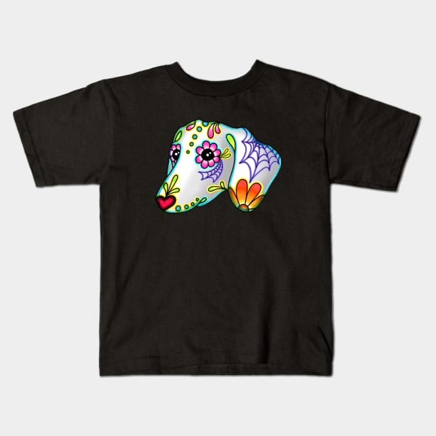 Dachshund - Day of the Dead Sugar Skull Wiener Dog Kids T-Shirt by prettyinink